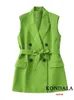 Kondala Office Lady Solid Verde Green Blazer Women V Neck a doppio petto Gude per maniche lunghe Giacche di moda 240424