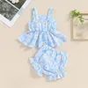 Kleidungssets Pudcoco Infant geborene Mädchen Mädchen Sommershorts Ärmeloses Daisy Print Bow Cami Tops S. 0-18m