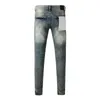 Frauenhose Hochwertige lila Roca Marke Jeans 1: 1 Street Blue Matte Bleach Wash Mode Reparatur niedriger Skinny Denim