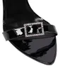 2024 Zomerwandeling Luxe Cassie Crepe Satin Designer Sandalen schoenen Dames Heel Claude Patent Leer Gladiator Sandalias Goud-Tone Buckles Lady Hoge Heels schoenendoos