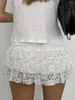 Skirts Floral Lace Lolita Skirt Women Summer Layered Ruffled Mini For Beach Vacation Club Streetwear Y2k Aesthetic Clothes