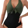 Mulheres Biquíni de Auais Feminina 2024 Mulheres Monokini Swimsuit de macacão em V com cintura alta sexy sem costas para o verão