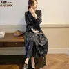 Abiti casual chic abiti coreani design autunno donna manica lunga vck giapponese ragazze simpatiche da appuntamento vintage retrò abbigliamento nero