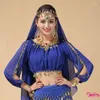 Stage Wear Bollywood Oriental Belly Dance Costuums Professional Women Deskled Sari Tribal Top Pargin Lange mouwen Thailand Arabisch