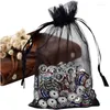 Jewelry Pouches 100PCS 4x6 Inch Black Organza Gift Bags With Drawstring Sheer Halloween Candy Party Favor Wedding