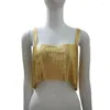 Tanks de femmes Femmes Sequins métalliques Chaîne de culasse Crop Tube Top Body Bijoux Sexy Backless Camisole