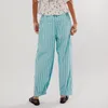 Frauenhose Frauen Lose Streifte Hosen lässige Pyjama Elastic Taille Lounge Unterteile mit Taschen Nachtwäsche Vintage Schlaf