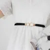 Belts Creative Pearl Buckle Belt PU Leather Dress Skirt Waist Elastic Thin Women Belts Ladies Waistband Clothing Matching Style Decor