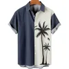 Мужские повседневные рубашки гавайские пляжные кокосовые деревья с коротки