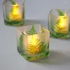 Titulares de vela do norte da Europa Jar Diy Fazendo contêiner Green Leaf Cup Square Glass Candlestick decoração romântica