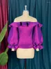 Women's Blouses Women Blouse Shiny Off Shoulder Ruffle Sexy Party Shirt Tops Purple Birthday Large Size 2024 Fashion Female African Summer