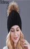 Xthe Natural Mink Fur Winter Hat for Women Girl 039s Sticked Beanies With Pom Brand Thick Female Cap Skallies Bonnet 2201128419476