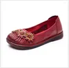 Повседневная обувь Rushiman Women Flats подлинная кожаная кожаная круглая нога Ladies Loafers женские