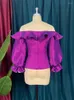 Women's Blouses Women Blouse Shiny Off Shoulder Ruffle Sexy Party Shirt Tops Purple Birthday Large Size 2024 Fashion Female African Summer