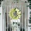 Flores decorativas 1pc Garland simulado Flor 2024 White Rose Wreath Wedding Outdoor Courtyard Decoration Festive Party Supplies