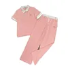 Frauen zweiteilige Hosen Designer-Sets kurzärmelig Polo T-Shirt Hosen Tracksuits zweiteilige Set Letter Print Set Casual Sports Anzug runden Hals-Outfits Solid Jogging Anzug