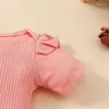 Vêtements Enfants Baby Girl Vêtements de fille à manches courtes Rabot Ribbed Bear Global Robe Suspender Jupe Set Spring Summer Tenue