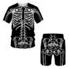 Men's Tracksuits Men Gothic Punk Style Horror Scary Skeleton Skull 3d Print Cosplay Costume Halloween Shorts T Shirt Suit Sets Swim Male