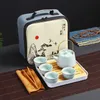 Zestawy herbaciarskie Przenośne ceramiczne zestaw herbaciarni z torbą Teapot Travel Teawaware gaiwan herbata filiżanki ceremonii herbaty chińskie kung fu heaset