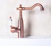 Robinets d'évier de salle de bain robinets de mélangeur à poignée unique en cuivre rouge