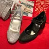 Kleding schoenen rond teen dikke hak zilveren pailletten vrouwen sandalen mode gespeld enkel ondiepe mary jane comfortabele hoge hakken pumps