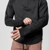 Spierheren sport casual capuchon jas lente herfst fitheid half zip hoge nek losse hoodies mannelijke gym kleding pullovers 240430