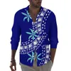 Herren lässige Shirts Custom großes Business -Shirt Polynesian Stamm Design Aloha Hawaiian Long Sleeve