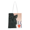 Sacos de compras impressão de moda Poodle Black Love Tote Bag Reciclagem Shopper Shopper ombro Pudel Caniche Bolsa