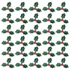 Fleurs décoratives baies de houx artificielles Green Feuilles mini-triples embellissements de feuilles fausses artisanat de bricolage rouge