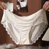 Women's Panties 2pcs/set For Women Flower Lace Satin Solid Sexy Plus Size Light Luxury Lingeries Cotton High Waist Briefs