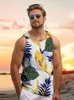 Herrtankstoppar Sommarsjön Travel Lös bekväm strandsemester Casual Top Hawaiian Style Vest Tropical Palm Print