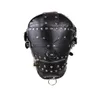 Bondage lederen kap voor volwassenen spelen spellen volledige maskers fetisj voor seksvergrendeling blinddoek bondage tools4857053