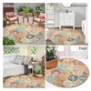 Carpets Tapis facile à nettoyer vintage Imprimé de fleur Roule de zone ronde pour chambre de chambre de chambre en détresse en détresse décoration intérieure lavable