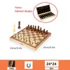 Magnetyczne drewniane składane szachy Zestaw Felood Game Board 24 cm*24 cm wnętrza przechowywania dorosłych dzieci prezent rodzinna gra szachowa 240415
