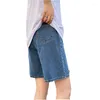 Shorts da donna in stile coreano classico denim Donne estate blu pantaloni a gamba larga a vita larga streetwear srigight jeans womens