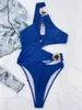 Women's Swimwear Slimming Cut Out One Piece Swimsuit Women Jewelry Ladies Solid Beachwear 2024 Summer Holiday Trendy Female Clothes