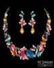 Luxus wunderschöne farbenfrohe Schmetterling österreichische Kristall Statement Halskette und Ohrring -Schmuckset VS161 VOCHENG JUSED6972175