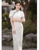Abbigliamento etnico abiti in stile cinese eleganti maniche corte qipao venage collare mandarin women cheongsams festa di ragazza causale