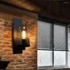 Vägglampor American Retro Industrial Lamp Vintage Glass Cover smidesjärn Black Sconce för trappa Cafe Loft Light Fixture