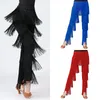 Stage Wear Womens Tassel Latin Dance Pants gelaagde Fringe Tango Cha-Cha Samba Trousers Performance Practice Practice Dancewear