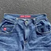 Streetwear Shorts Y2K Hosen Harajuku Hip Hop Retro Blue Baggy Jeans Jeans Denim Fitnessstudio Herren Womens High Taille Basketball 240426