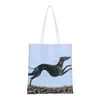 Shopping Bags Custom Greyhound Jumping Canvas Women Portable Groceries Whippet Sihthound Dog Shopper Tote