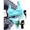 Frauen Badebekleidung Blau Badeanzug Draw String Bikini Thong String Tankini zweiteilige Frauen Y2K Strandanzug Bade Bikinis Sets Outfit Biquini