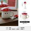 Mokken Red Mushroom Cup en schotel set cartoon keramische mok drinken grappig mooi cadeau voor meisjes