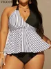 Menas de banho feminina Vigojany 2024 Sexy retalhos de retalhos amarrados plus size tankini conjunto feminino push up swimshless backless summer praia maiô