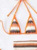 Dames badmode sexy oranje gestreepte bikini's sets 2024 dames halter push omhoog bra rok 3 stuk zwempak Braziliaans badpak string