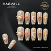 HASVALL Handgemaakte nagels Druk op Set Korte Acryl Nagel Strodies Coffin Y2K Decorated False 240430