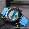 Titta på Watches AAA 2024 Mens Hot Selling Mens Silicone Tape 6 Needles Quartz Second Running Watch Belt 1 Mens Watch