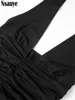 Lässige Kleider Frauen halber sexy schwarz geraumte hoch getailte long Clubkleid Fashion Summer Abend Party von Schulter elegant 2024