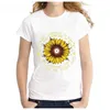 Kvinnors t-skjortor t-shirts för kvinnor tees plus size sunflower tryck personlighet mode lös casual kortärmad skjorta ropa de mujer